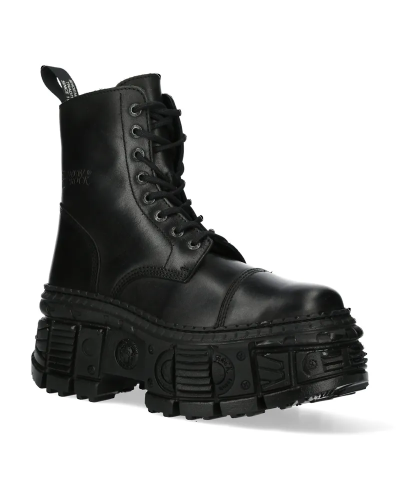 New Rock schwarze Gothic-Lederstiefel-WALL083C-S5 Schwarz