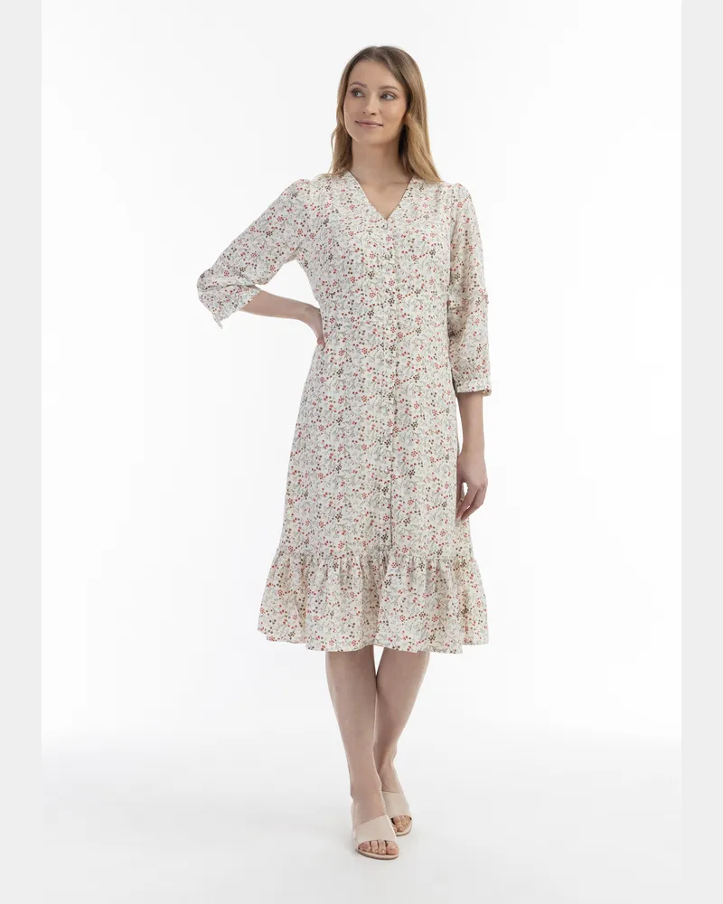 Usha Robe midi à imprimé floral Wollweiß