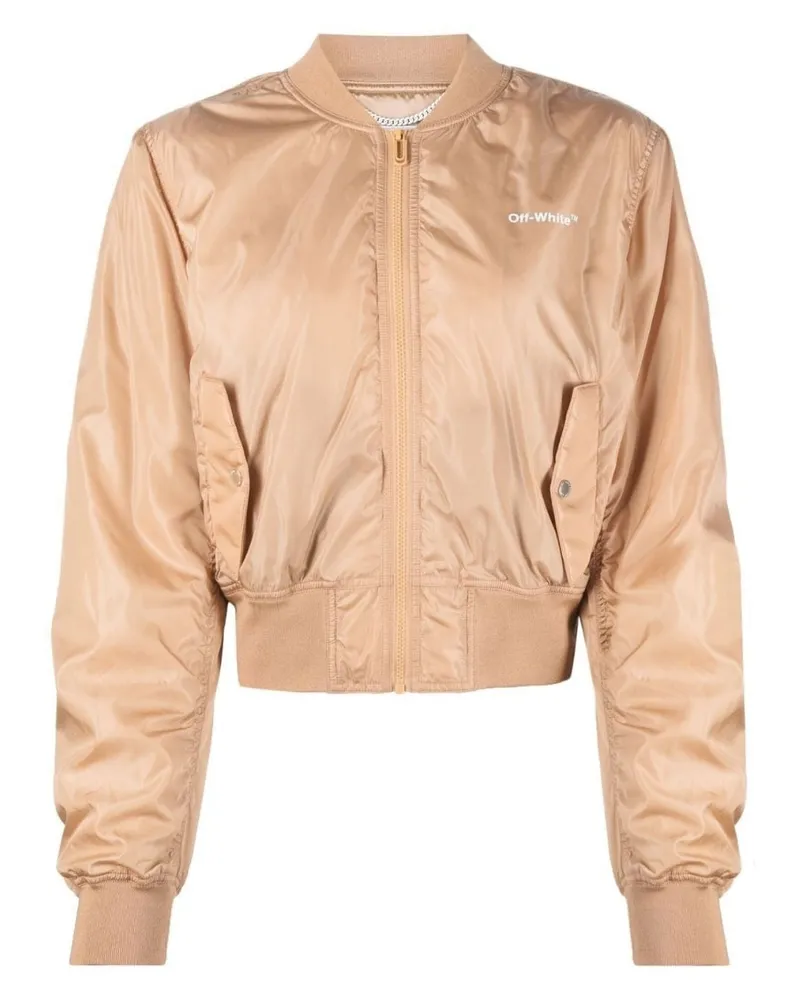 OFF-WHITE Diag Hellbraune Bomberjacke Braun