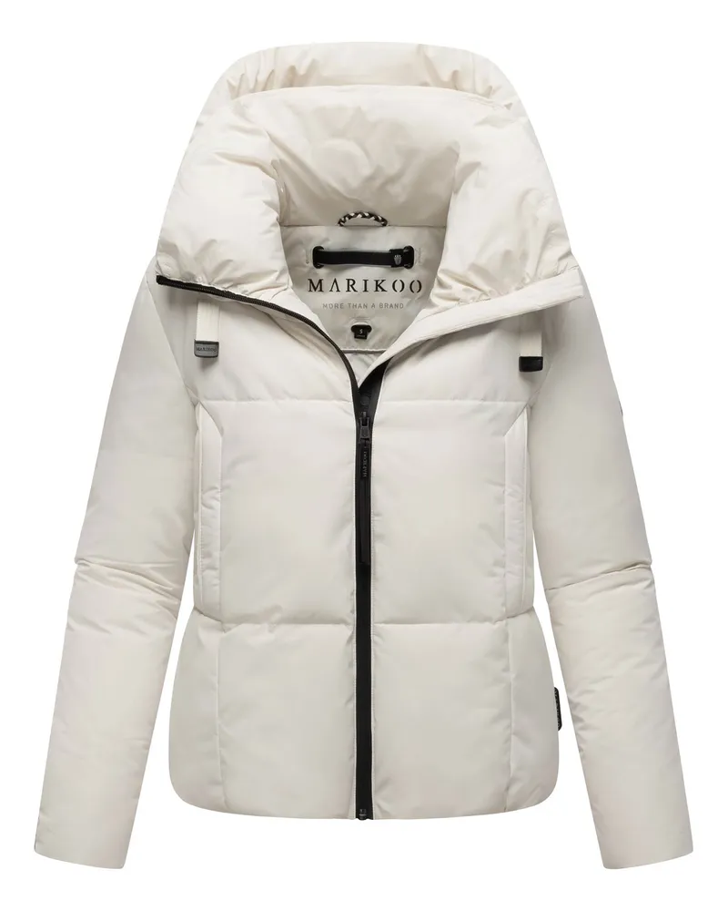 Marikoo Damen Winterjacke Ninikaa mit Kapuze & Fleece-Innenfutter Weiß