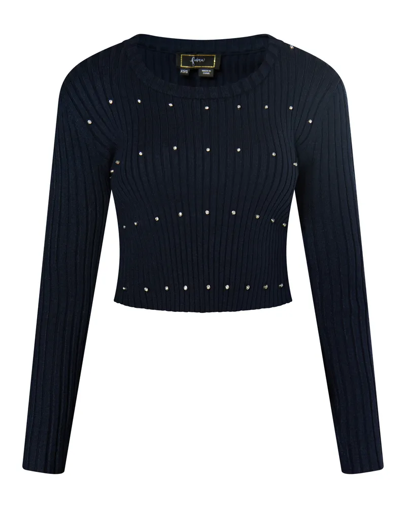 FAINA Pullover mit Strasssteinen für Damen - Marineblau Marineblau