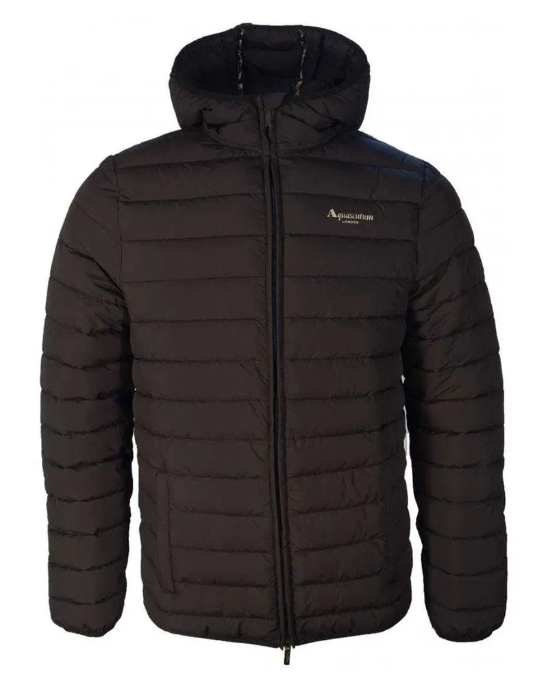 Aquascutum Active" Steppjacke für Herren/Damen Unisex, mit Kapuze (Schwarz Schwarz