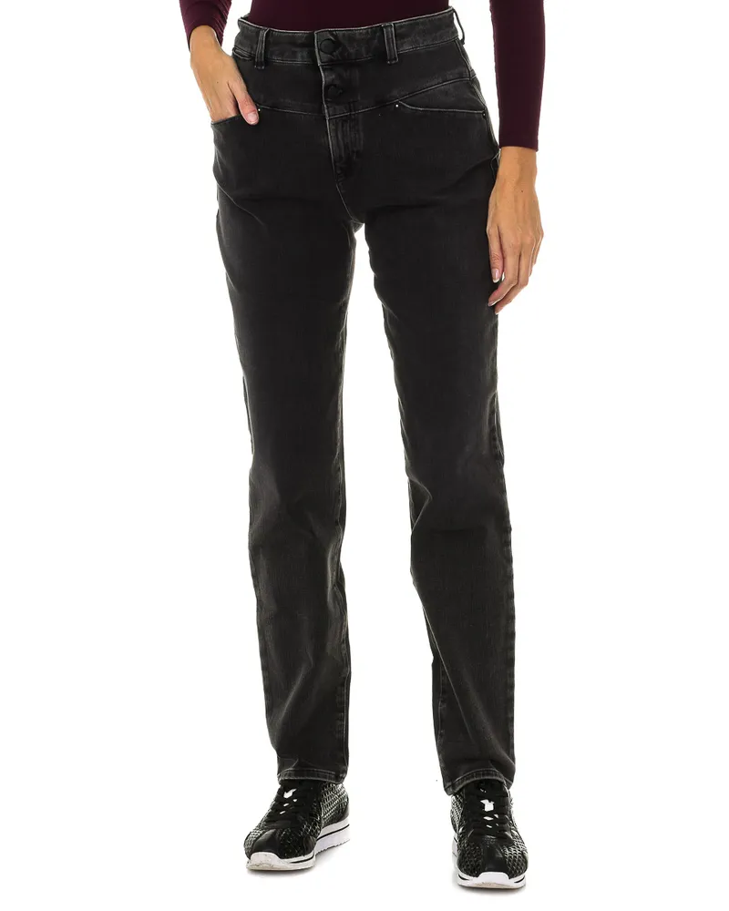 Giorgio Armani Lange Stretch-Denim-Hose für Damen 6Y5J14-5D26Z Schwarz