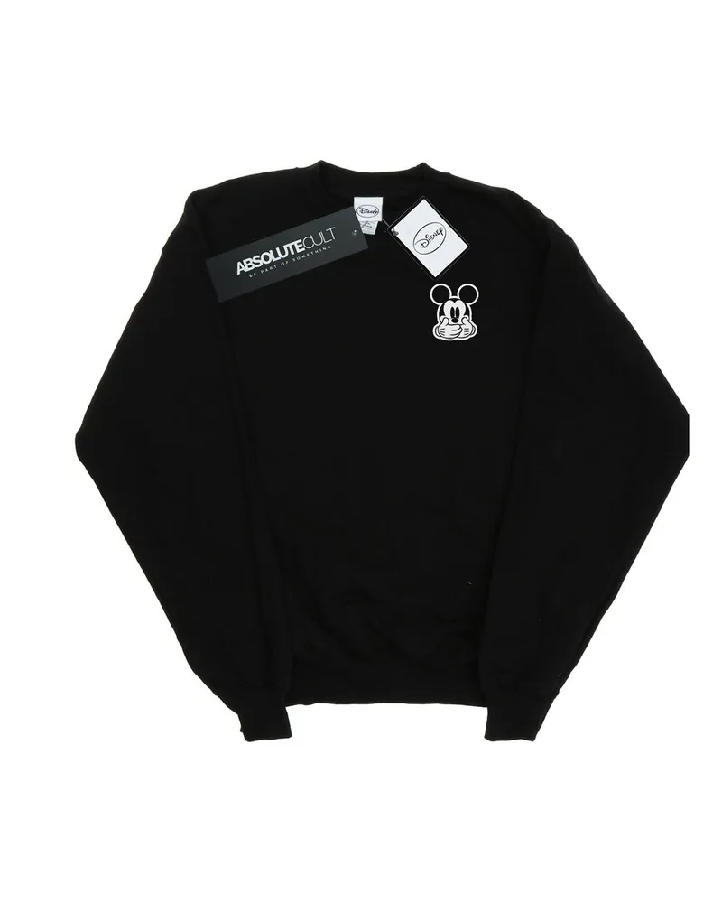 Disney Mickey Mouse Dont Speak Breast Print" Sweatshirt für Herren (Schwarz Schwarz