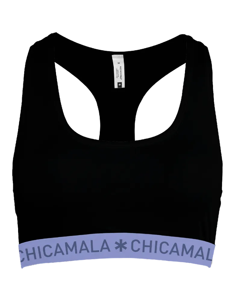 Muchachomalo Chicamala Racerback Sport-BH für Damen - Schwarz Schwarz