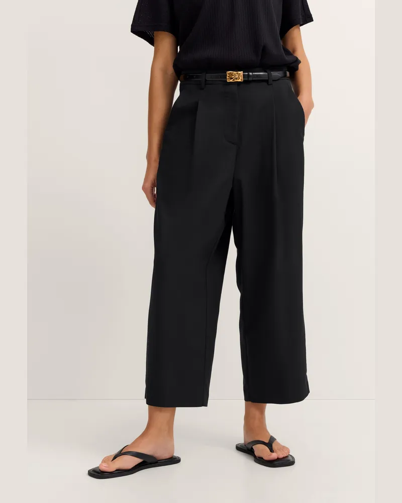 Bugatti Damen Freizeithose Modern Fit mit Bundfalte Schwarz