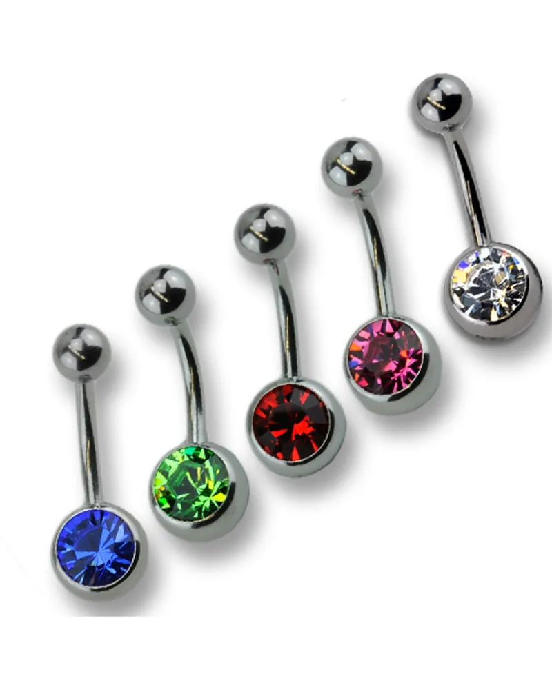 ZEEme Piercing-Set, 5-teilig, 316L CHS mit Swarovski Kristallen - Mehrfarbig Mehrfarbig