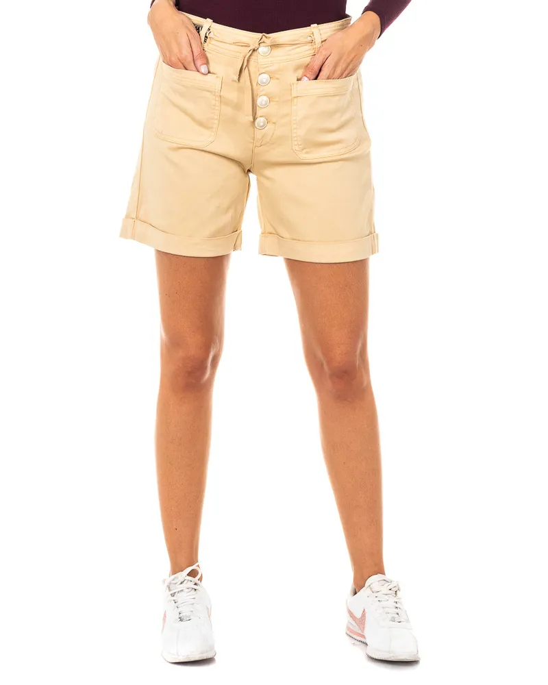 La Martina Kurze Hose mit gesäumtem Boden und Gürtelschlaufen LWB001 Damen Beige