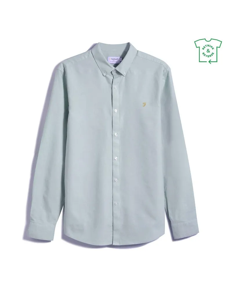 Farah 1920 Button-Down-Hemd für Herren, Oxford-Stil, Langärmlig (Jadegrün Grün