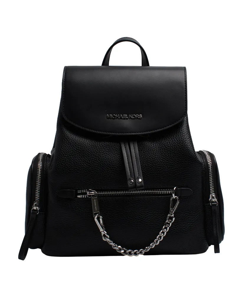 Michael Kors Jet Set mittelgroßer Rucksack aus genarbtem Leder, Modell 35F1STTB6L - Schwarz Schwarz