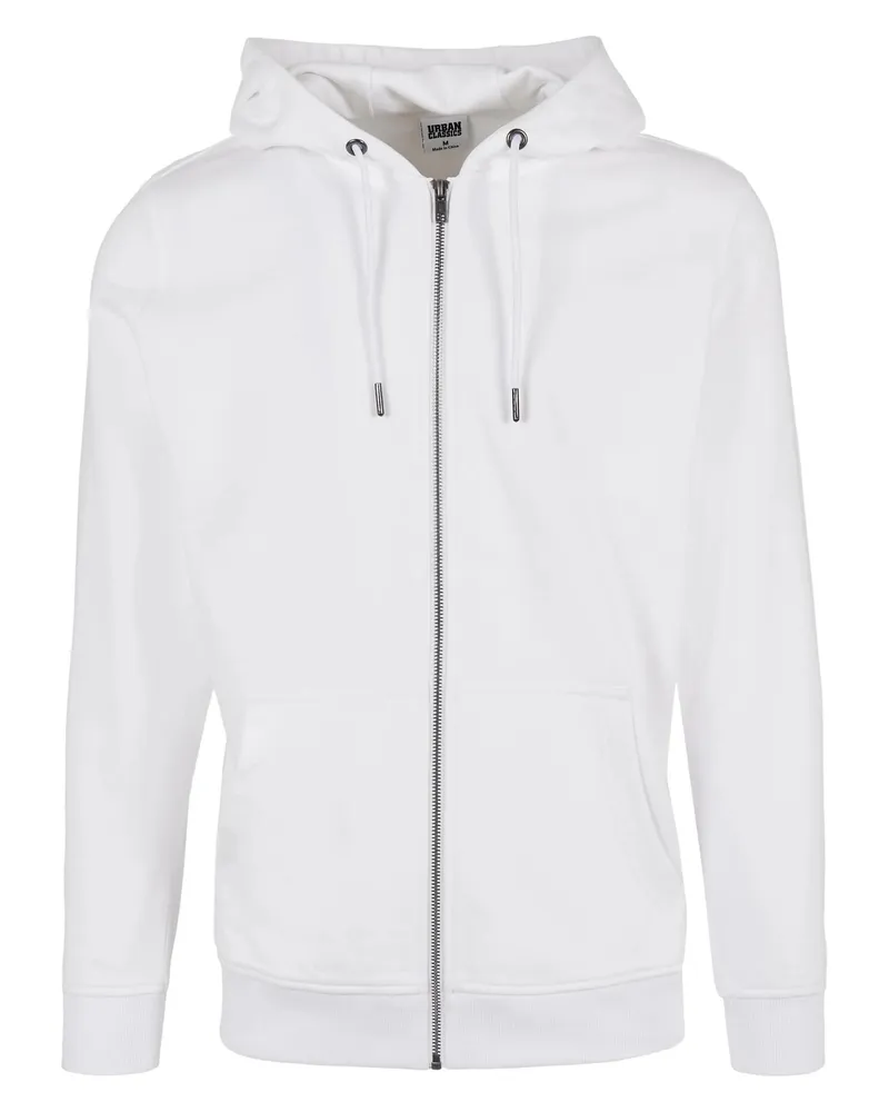 Urban Classics Basic" Hoodie mit durchgehendem Reißverschluss für Herren (Weiß Weiß