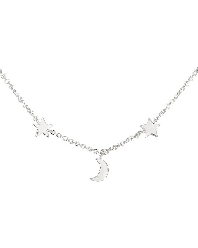 cai Collier 925 Sterling Silber rhodiniert Mond Sterne Silber
