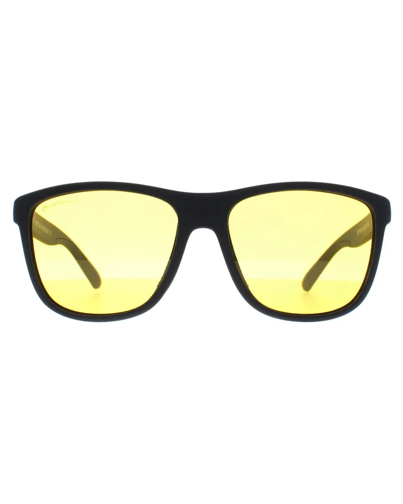Montana Rectangle Unisex Schwarz Gelb Polarized MP199 Night Driving Sonnenbrille Schwarz