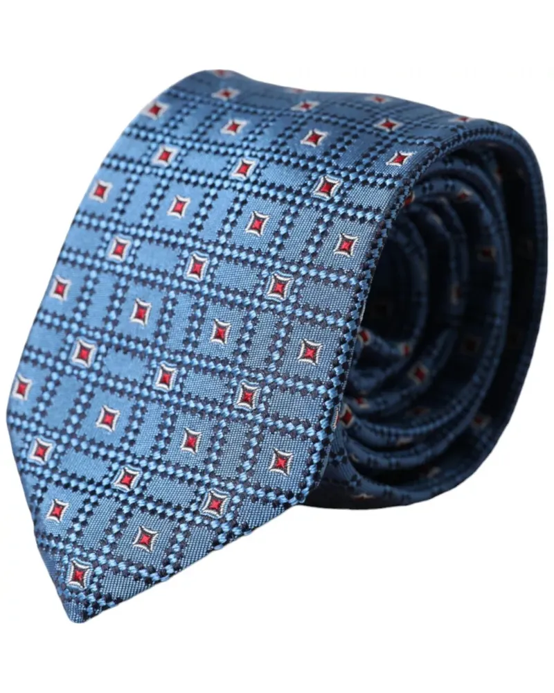 Dolce & Gabbana Geometrisches Muster Seidenkrawatte Blau
