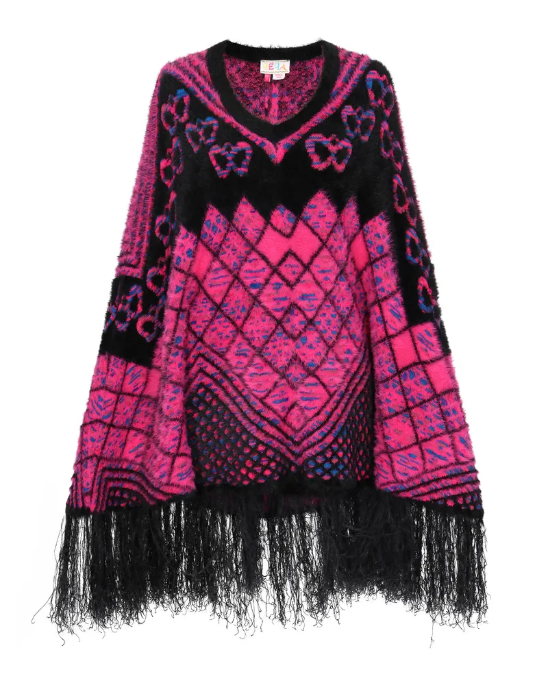 IZIA Poncho Frauen schwarz mehrfarbig Schwarz