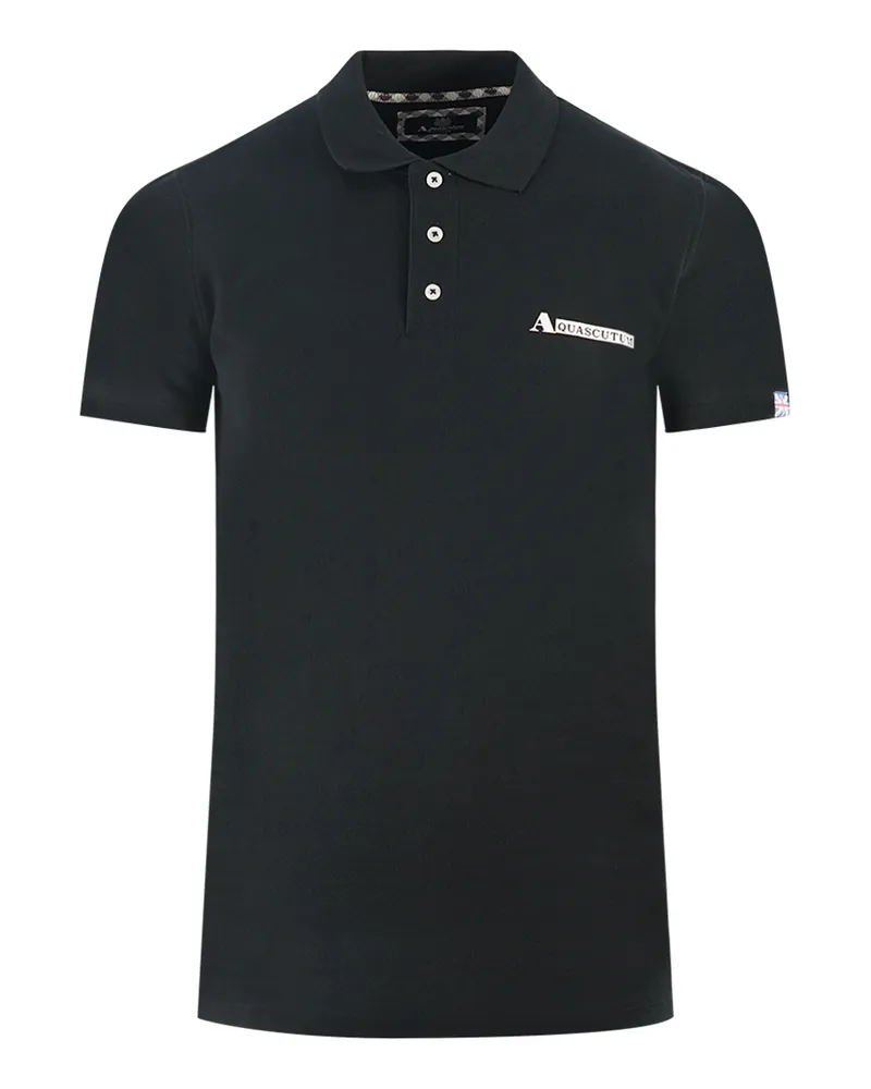 Aquascutum Boxed Logo Schwarzes Poloshirt Schwarz