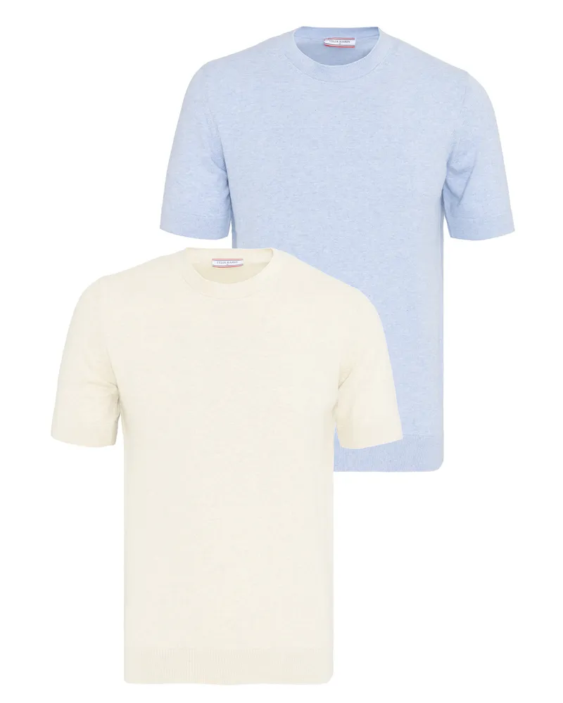 Felix Hardy T-Shirt Basic-Strick-T-Shirt, 2Er-Pack Blau