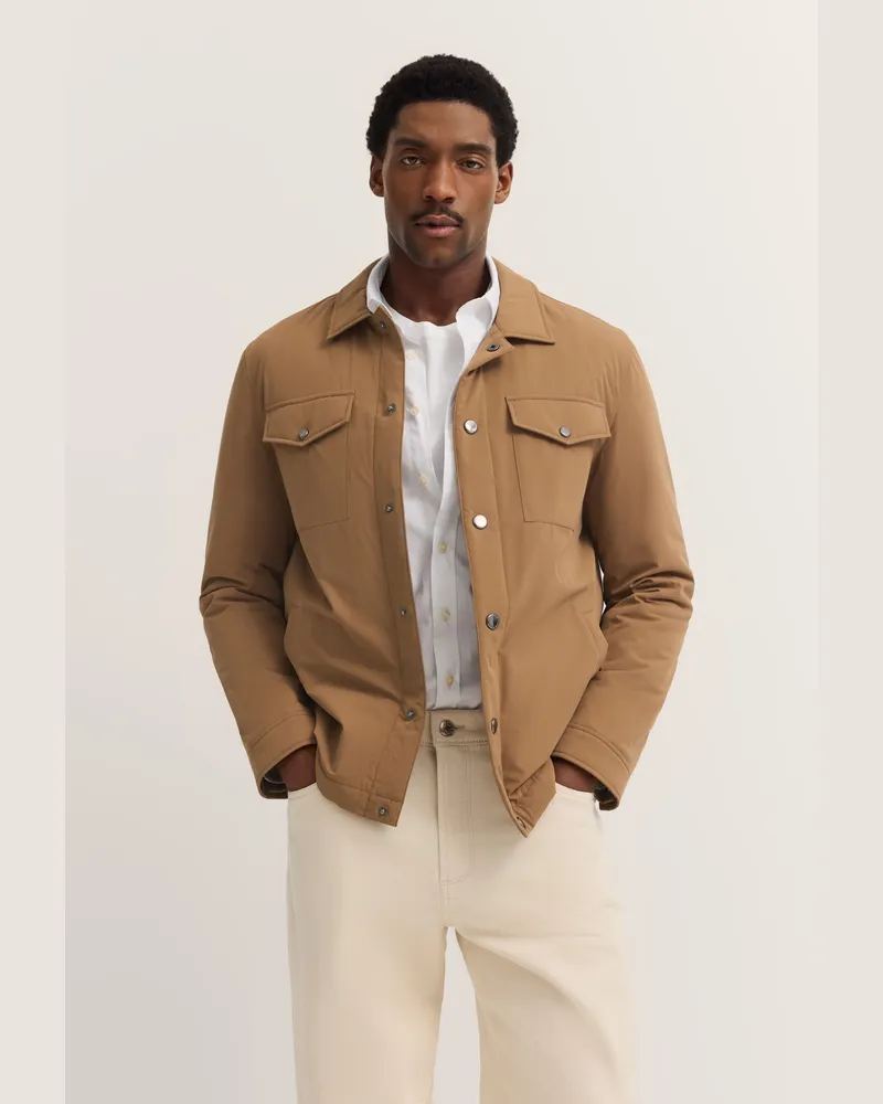 Bugatti Herren Übergangsjacke mit Flexcity Stretch & Druckknöpfen Beige
