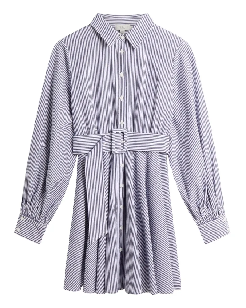 Ted Baker Ibarra Baumwollhemd Marineblaues Minikleid Hellblau