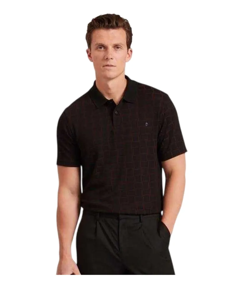 Ted Baker Poloshirt für Herren, Mit Kragen, Jacquard (Schwarz Schwarz