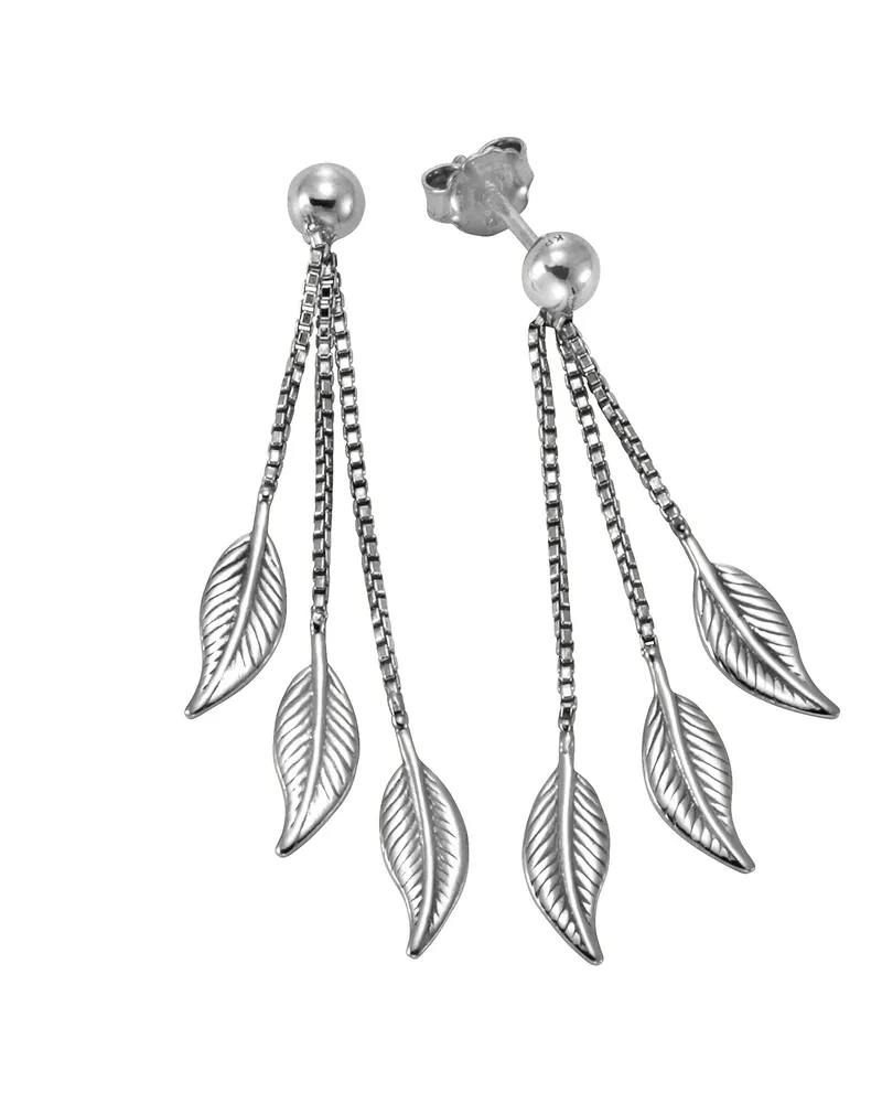 ZEEme Silber Ohrringe Silber 925 rhodiniert 41mm lang mit Blatt-Motiv Silber