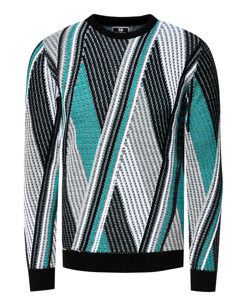 Rusty Neal Feinstrick Colorblock Rundhals-Pullover Grün