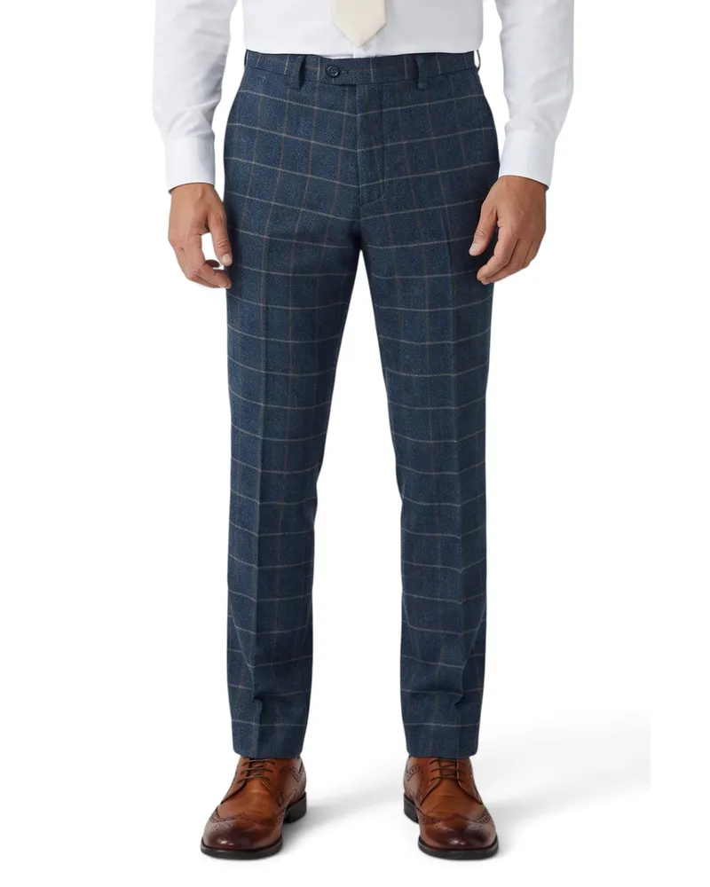 Paul Andrew Herren-Tweedhose in Marineblau mit Fischgrätmuster - Harris Marineblau