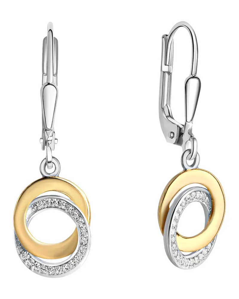 Celesta Ohrring aus 925er Silber, zweifarbig, mit Zirkoniasteinen - Silber Silber