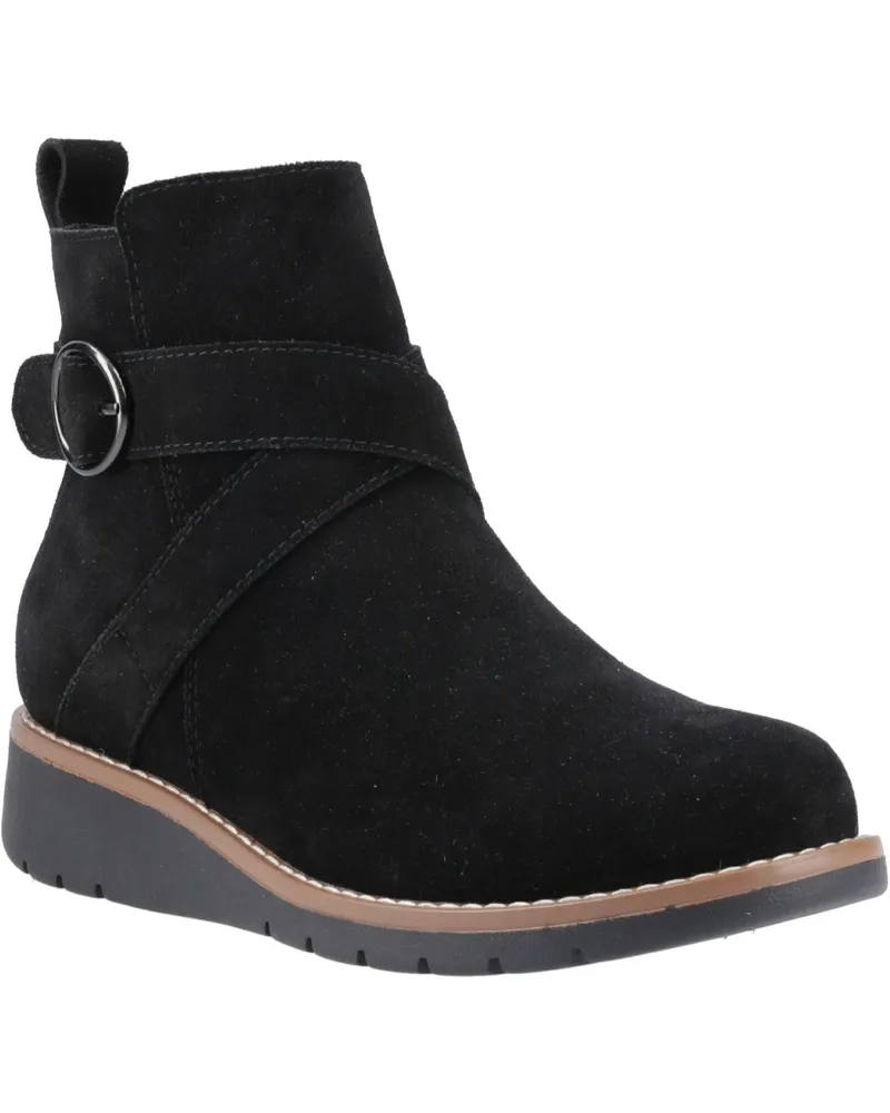 Hush Puppies Lyra Wildleder Damen Schwarze Winter Stiefeletten Schwarz