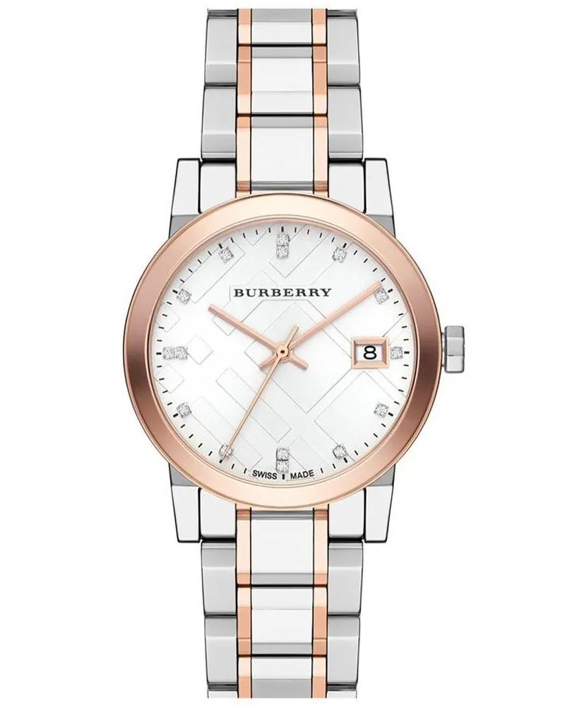 Burberry BU9127 Silbernes Zifferblatt zweifarbige Damenuhr Silber