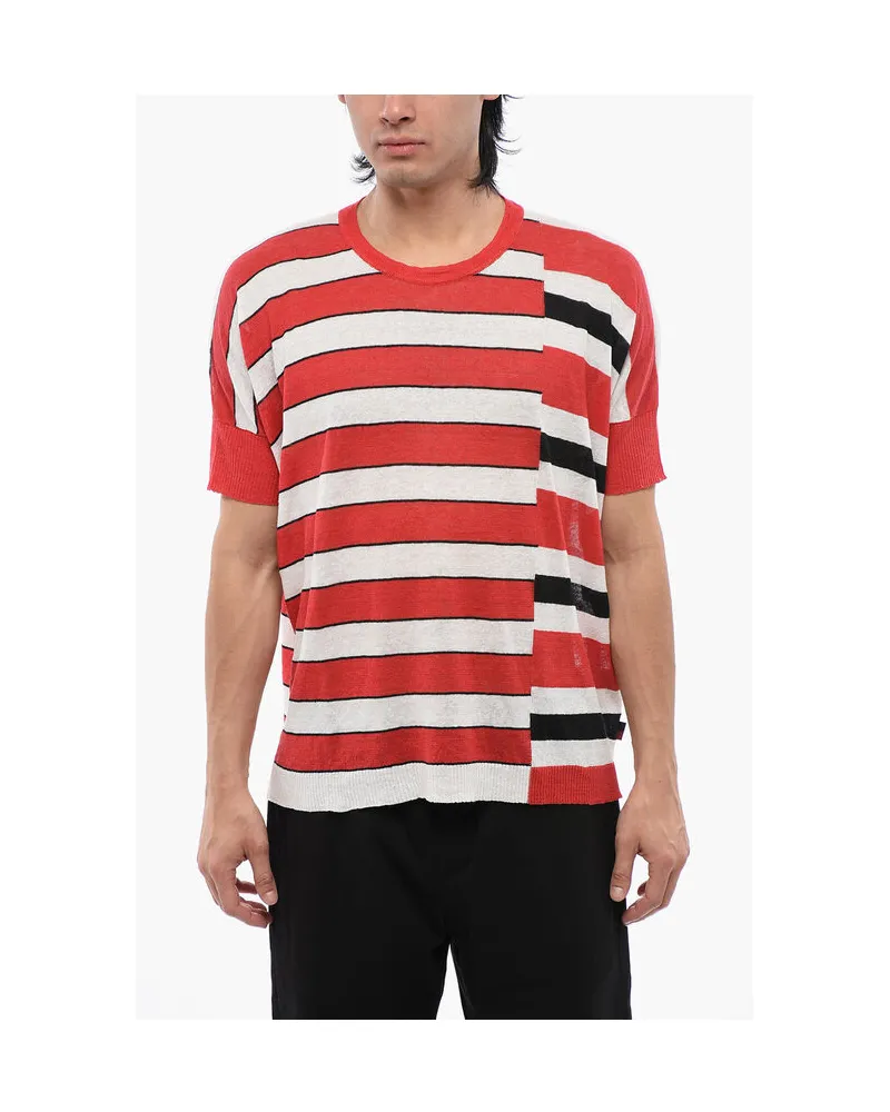 Woolrich Gestreiftes Leinen-T‑Shirt - Rot Rot