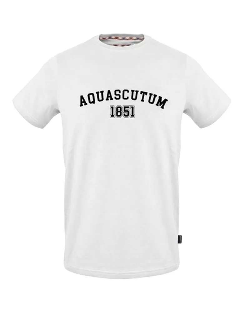 Aquascutum T-Shirt für Herren, Rundhalsausschnitt, Regulär (Weiß Weiß