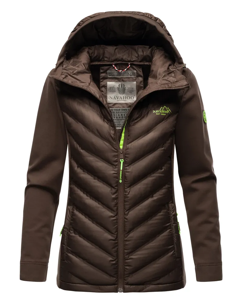 NAVAHOO Damen Steppjacke Nimm mich mit – Figurbetont, Stylisch & Bequem mit Kapuze Braun