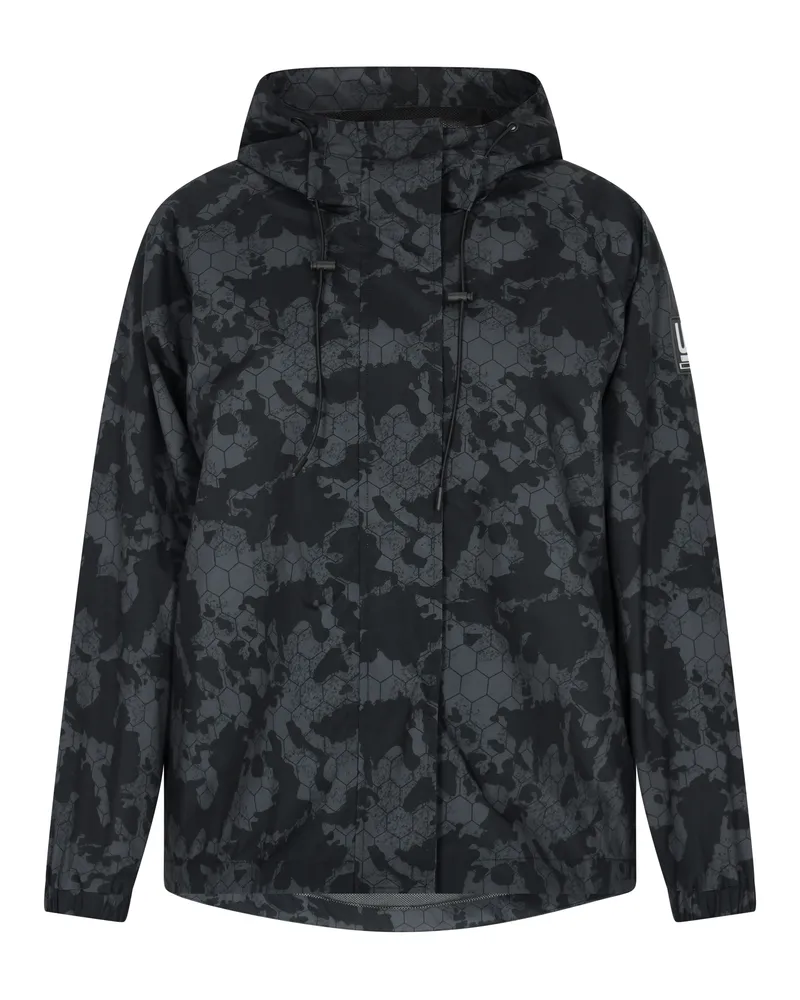 Schmuddelwedda Übergroßer Anorak Damen Dunkelgrau Schwarz Camouflage Schwarz
