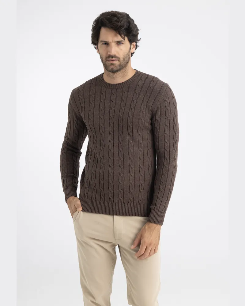 Felix Hardy Pullover Rundhalspullover Braun