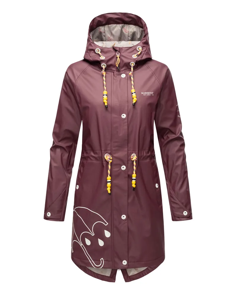 NAVAHOO Marikoo Damen Regenjacke – Dancing Umbrella, wasserdicht mit Kapuze Rot