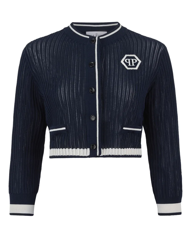 Philipp Plein Knitted Cardigan Hexagon Hexagon Dunkelblau