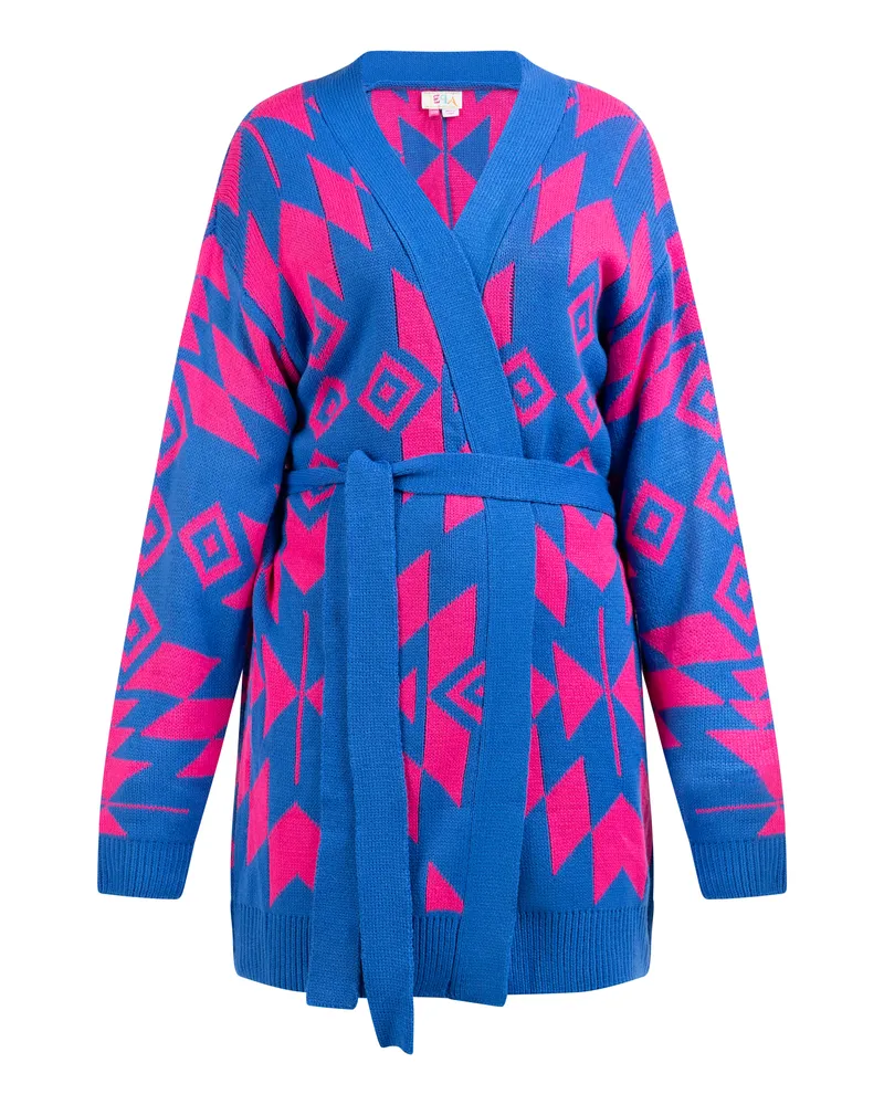 IZIA offener Strick Cardigan Damen blau rosa Blau