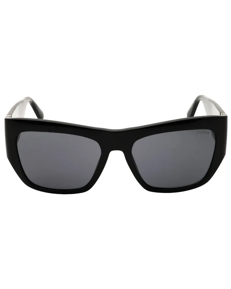 Guess Glänzende Schwarze Oversize-sonnenbrille Schwarz