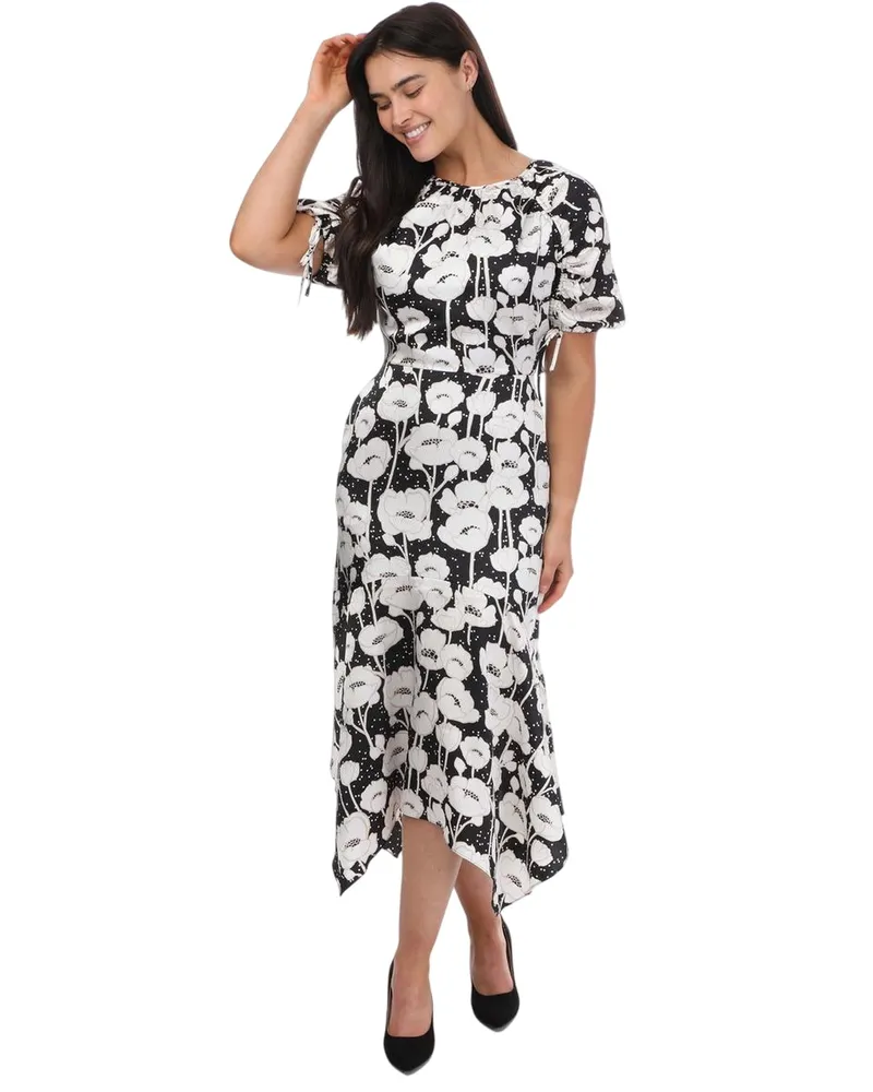 Ted Baker Abriee" Midikleid für Damen, Puffärmel (Schwarz Schwarz