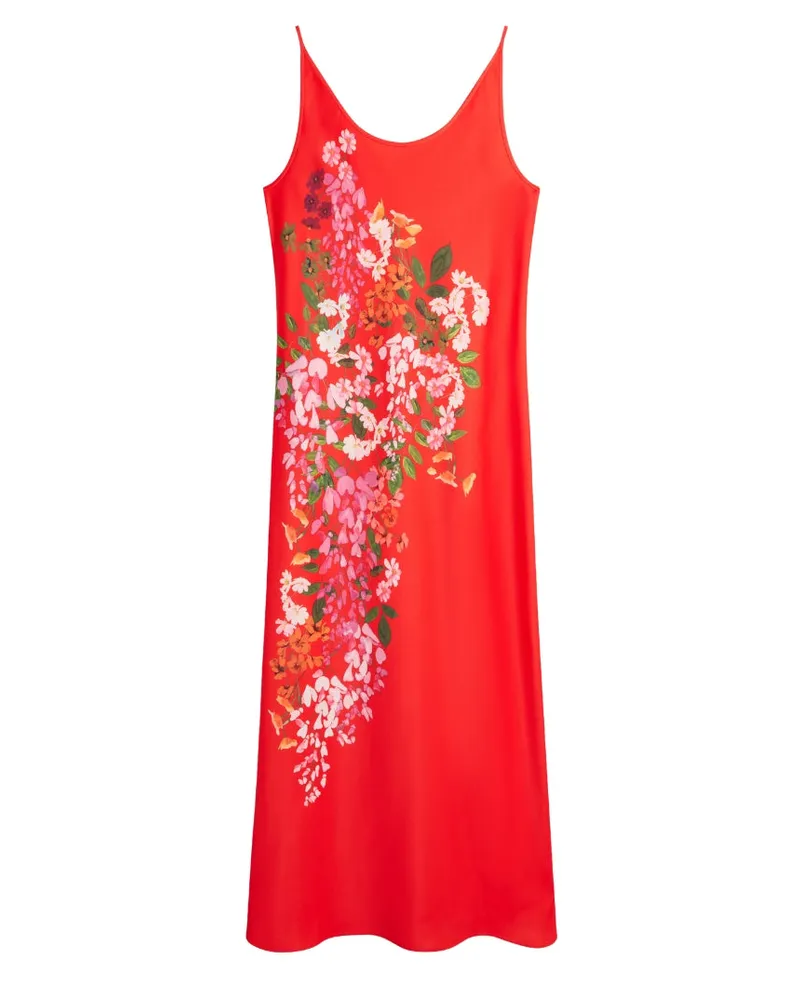Ted Baker Melmae Bedrucktes Rotes Slipkleid Mit Rundhalsausschnitt Rot