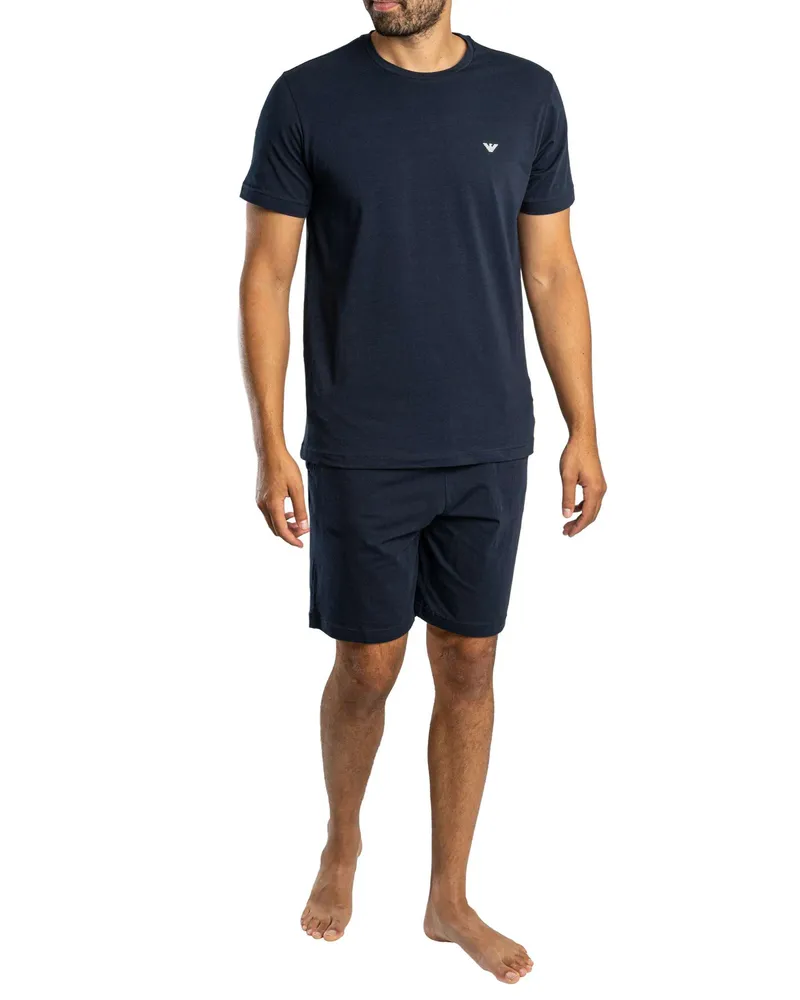Emporio Armani Kurzärmeliges Pyjama-Set, Blau Blau