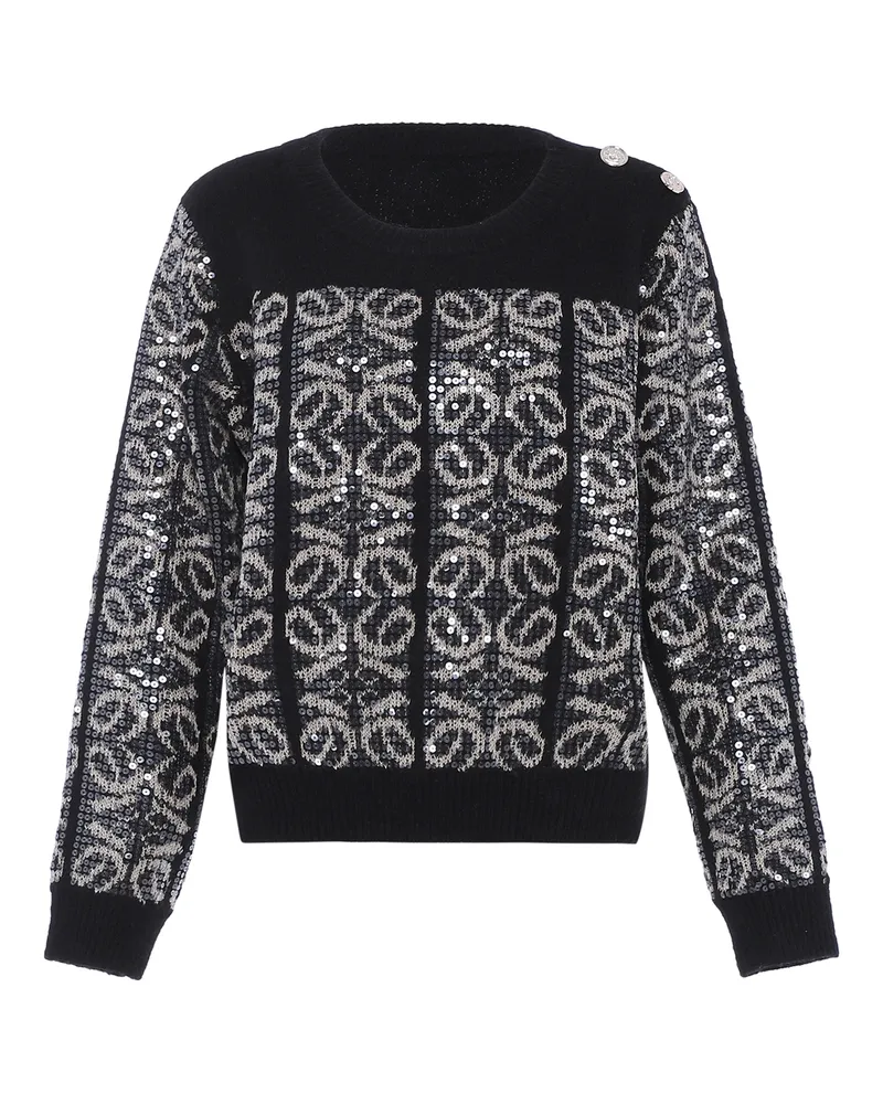 FAINA Strickpullover mit Pailletten Damen schwarz Schwarz