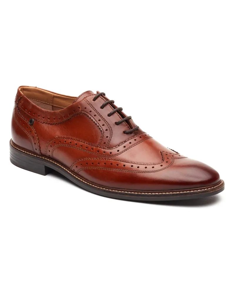 Base London Clarence Brogue Leder Herren Schnürschuhe in verbrannten Tan Cognac