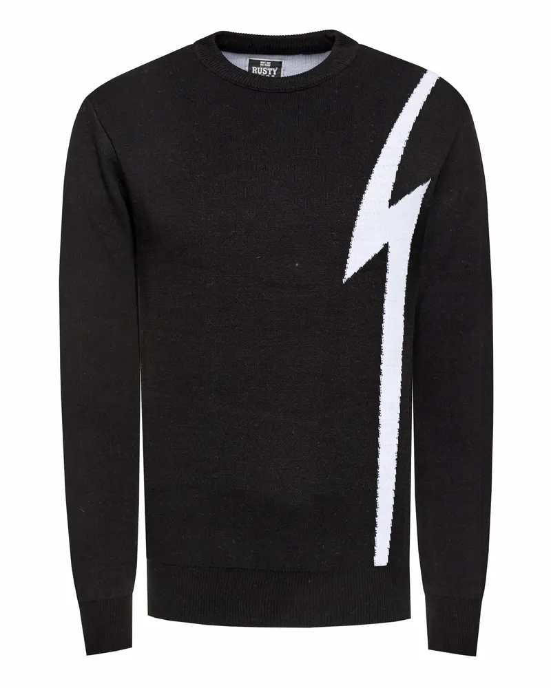 Rusty Neal Rundhals Flash Strick Pullover Schwarz