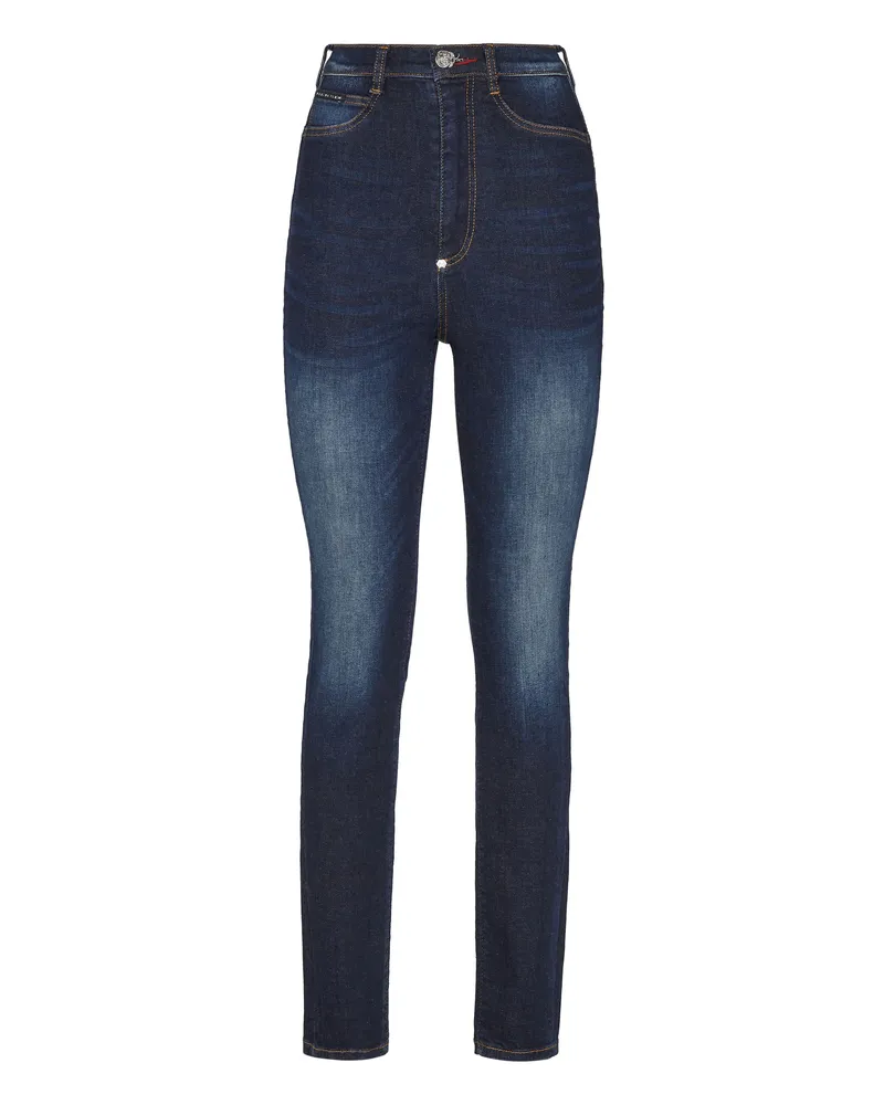 Philipp Plein Super High Waist Jeggings "Iconic Plein" - Dunkelblau Dunkelblau