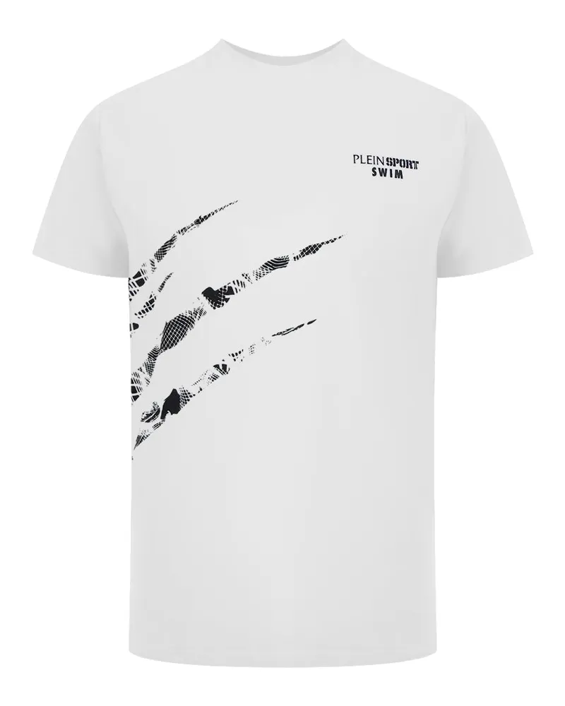 Philipp Plein Kurzarmkratz-Logo T-Shirt in Weiß Weiß