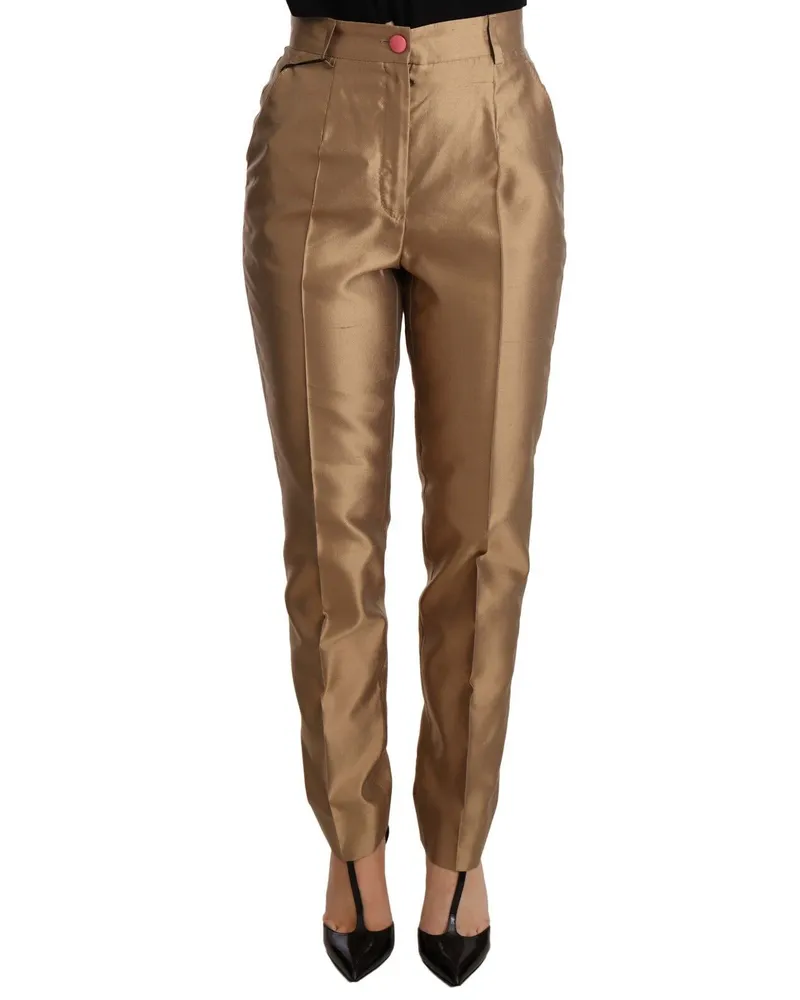 Dolce & Gabbana Dolce Gabbana Gold-Seidenhosen Braun