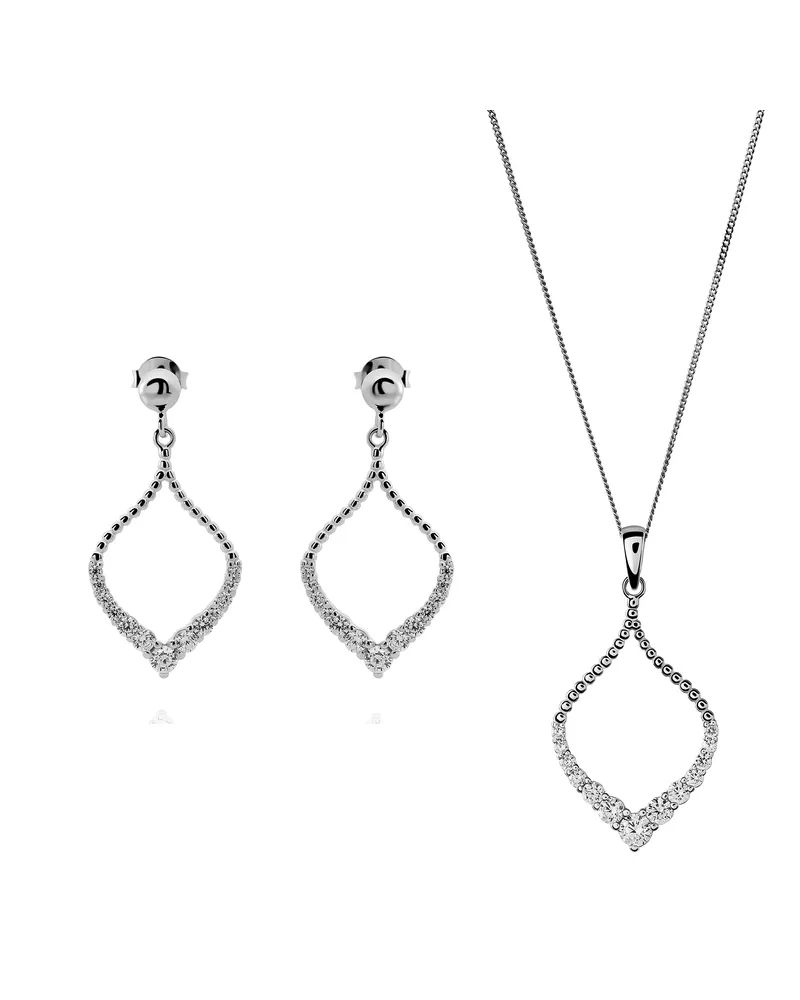 Orphelia Grace' Damen 925 Sterling Silber Set: Ketten-Anhänger + Ohrringe - Silber SET-7493 Silber