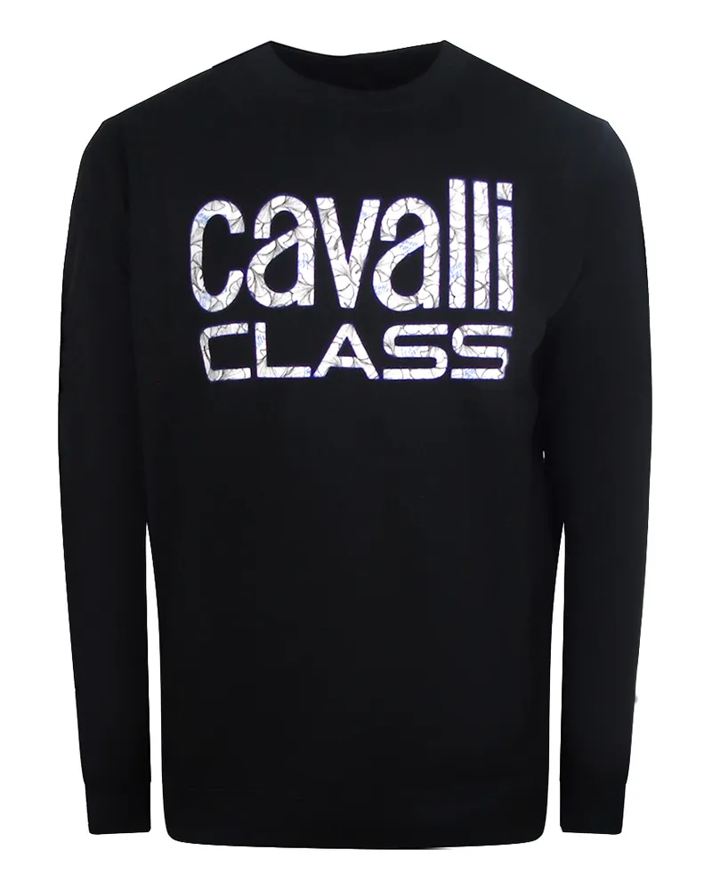 Roberto Cavalli Bold Floral Design Schwarzes Sweatshirt Schwarz